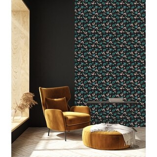 Dark Wallpaper with Little Flowers Peel and Stick and Prepasted - Bed ...