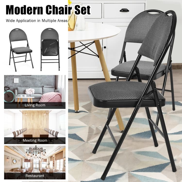 Folding Chairs Set with Handle Hole and Portable Backrest - 18.5" x 20" x 35" (L x W x H)