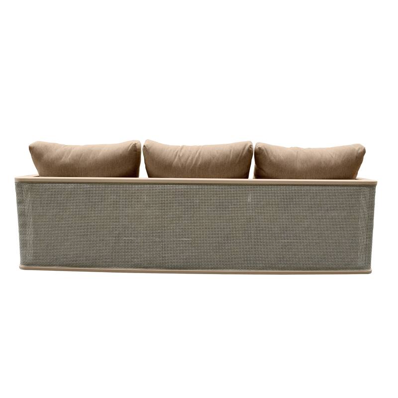 Arvin 4-Piece Outdoor Patio Conversation Set in Aluminum with Olefin Fabric Cushions Sintered Stone Rectangular Coffee Table