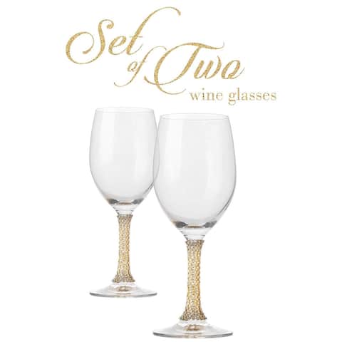Berkware Crystal Wine Glass with Gold or Silver Stem - 3" x 8"