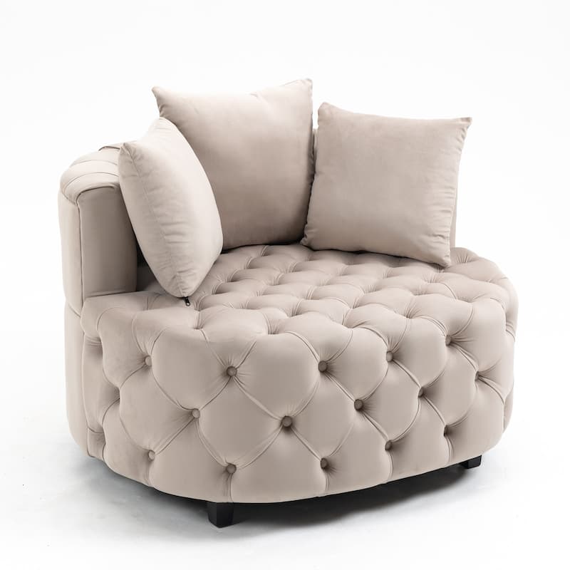 Velvet Accent Barrel Chair for Living Room Leisure Sofa Chair