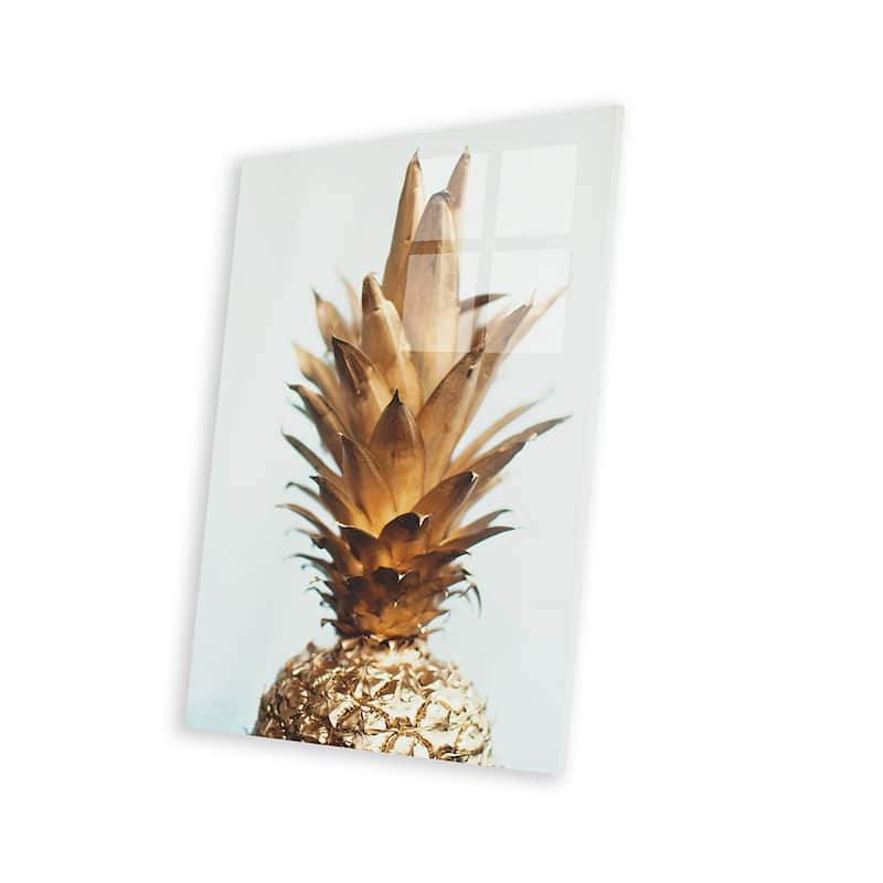The Gold Pineapple Print On Acrylic Glass by Chelsea Victoria
