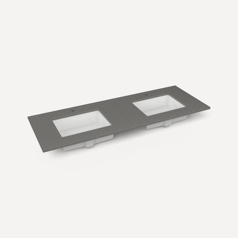 Robern TB61UDO-1D2 61" Quartz Vanity Top for Single Hole Faucet - Stone Gray