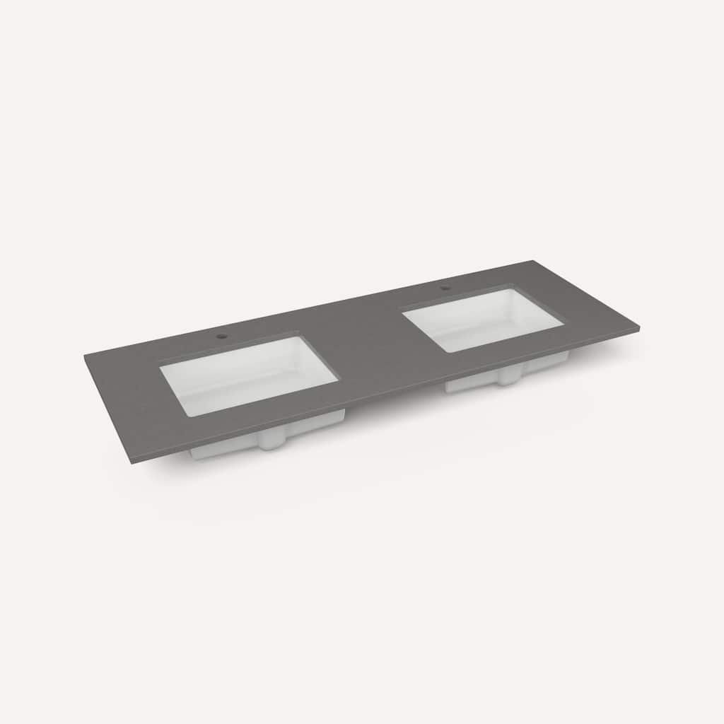 Robern TB61UDO-1D2 61" Quartz Vanity Top for Single Hole Faucet