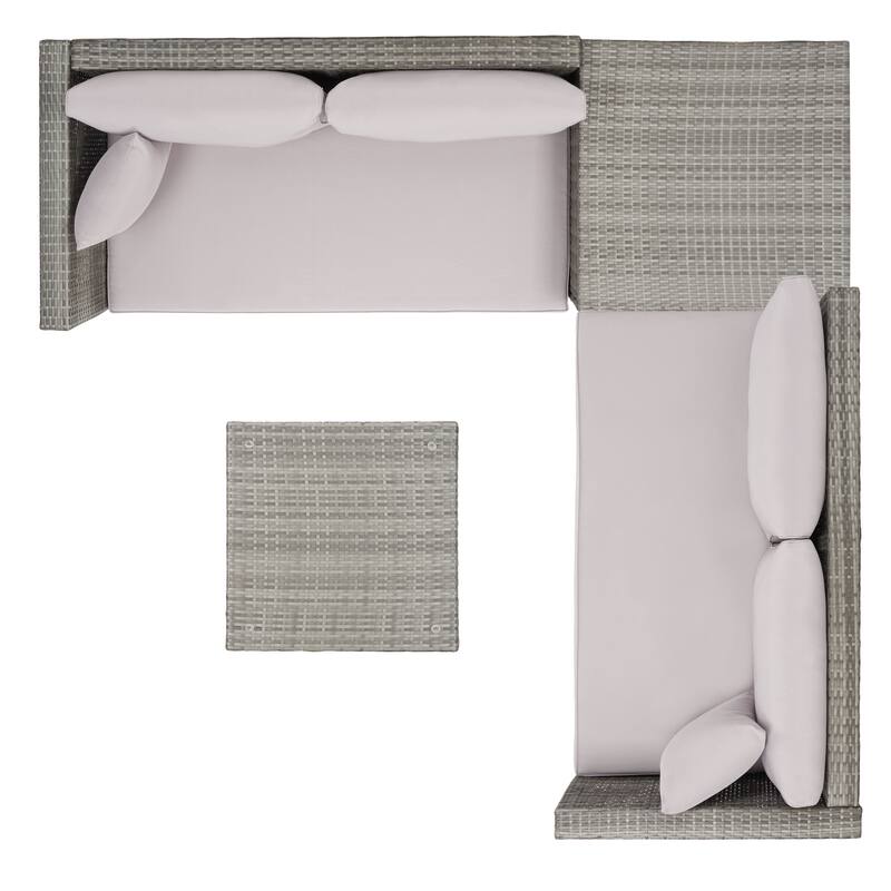 SAFAVIEH Helga Outdoor 4-Piece Conversation Patio Set with Storage - 57"W x 31"D x 26"H