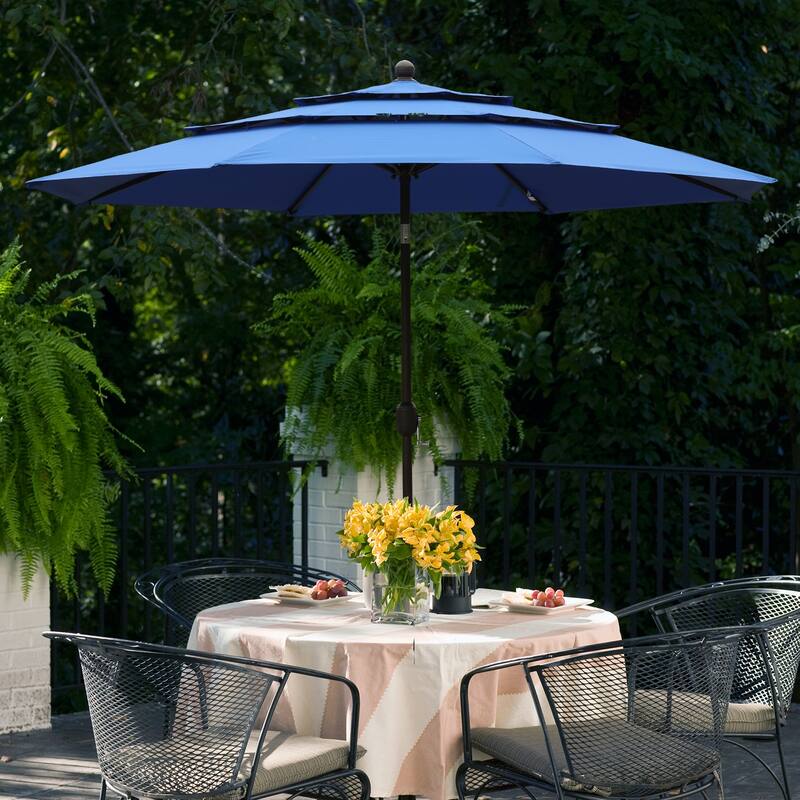 Aoodor Patio Umbrella 10 ft. for Dining Table Outdoor Market Yard Use 3 Tier Ventilation (Umbrella only)