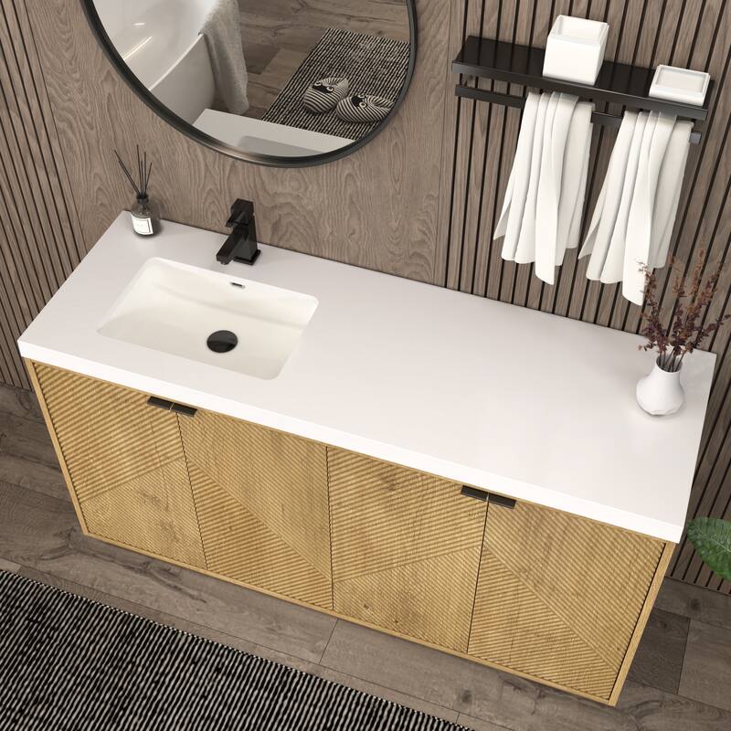 Milano 60" Freestanding Bathroom Vanity with Left White Sink