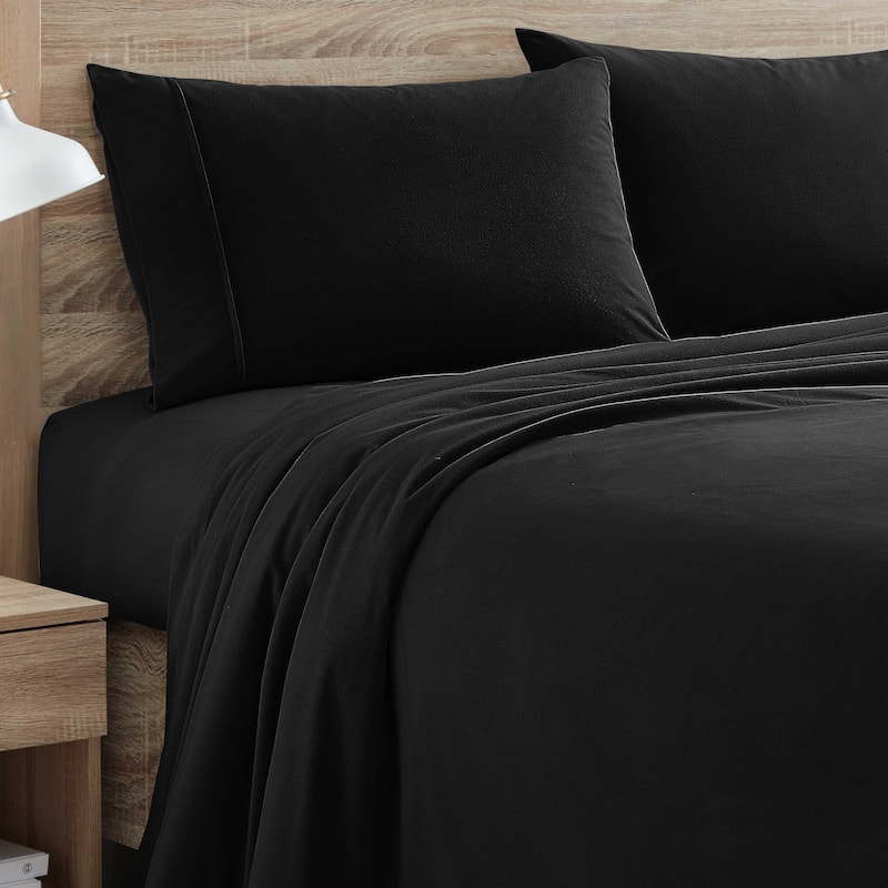 1500 Supreme Sweet Home Collection Flannel Sheet Set - Queen - Black