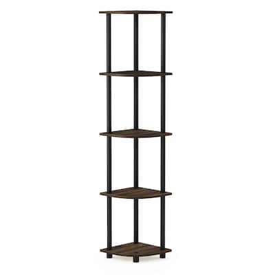 5 Tiers Wood Household Shelving Unit in Walnut/Black (11.6 in. W x 57.7 in. H x 11.6 in. D)