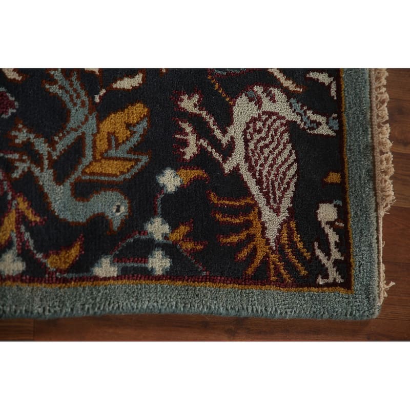 Animal Pictorial Tabriz Indian Area Rug Hand-Knotted Wool Carpet - 7'9"x 9'10"