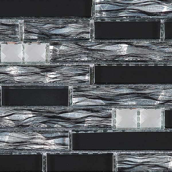 Glass Mosaic Tile  Silver Random Brick Effect