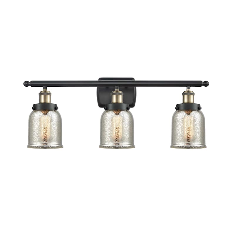 Innovations Lighting Ballston Urban Bell - 3 Light 26" Bath Vanity Light - Silver Plated Mercury/Black Antique Brass