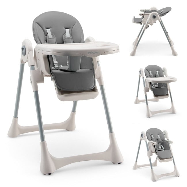 Qaba Foldable Baby Convertible High Chair with Adjustable Backrest
