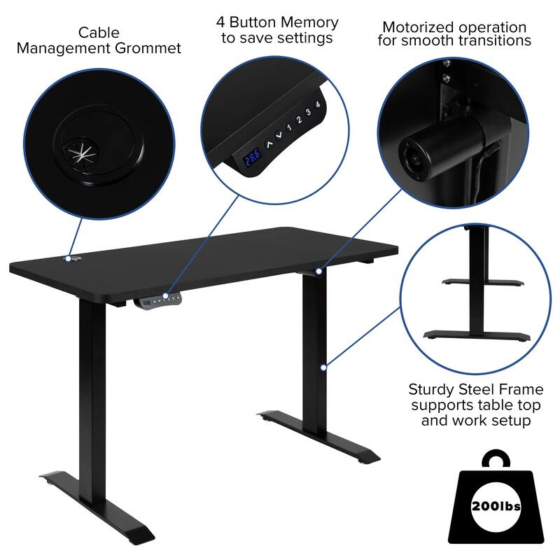 48" Wide Electric Adjustable Standing Desk & Ribbed Office Chair