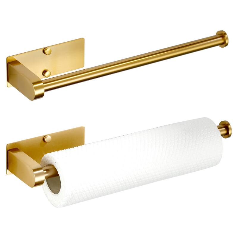 WOWOW Two-Piece Wall-Mounted Stainless Steel Paper Towel Holder - Brushed Gold