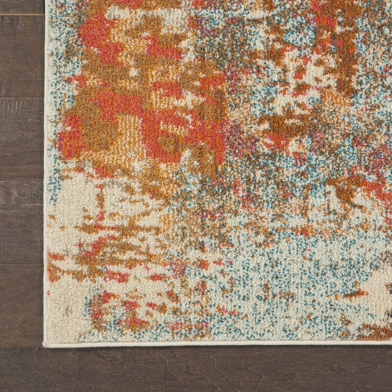Power Loomed Distressed Abstract Modern Non Skid Stain Resistant Area Rug - 115' X '79' X '0.5