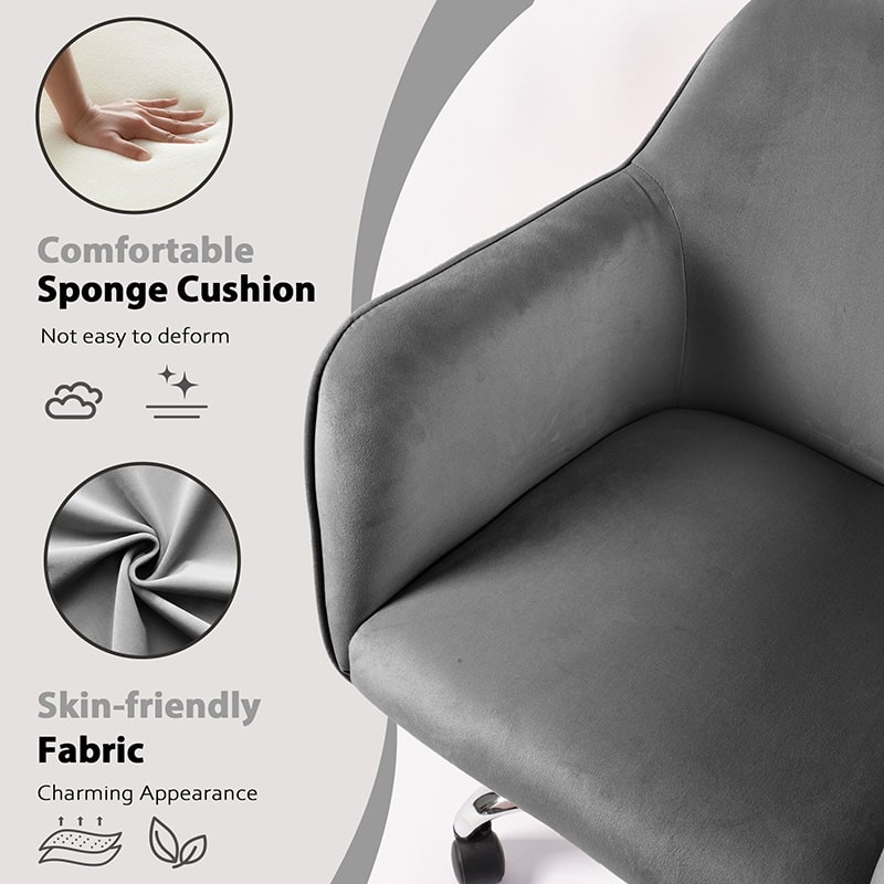 VANITII Accent Chair Swivel Vanity Chair Office Desk Chair With Wheels Modern Height Adjustable Pink/Grey/White