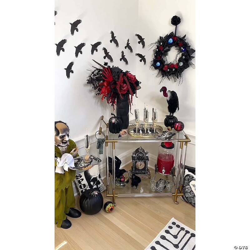 Pre-Lit Battery Operated Gothic Eyeball Artificial Halloween Wreath - 15" - Blue and Red Lights