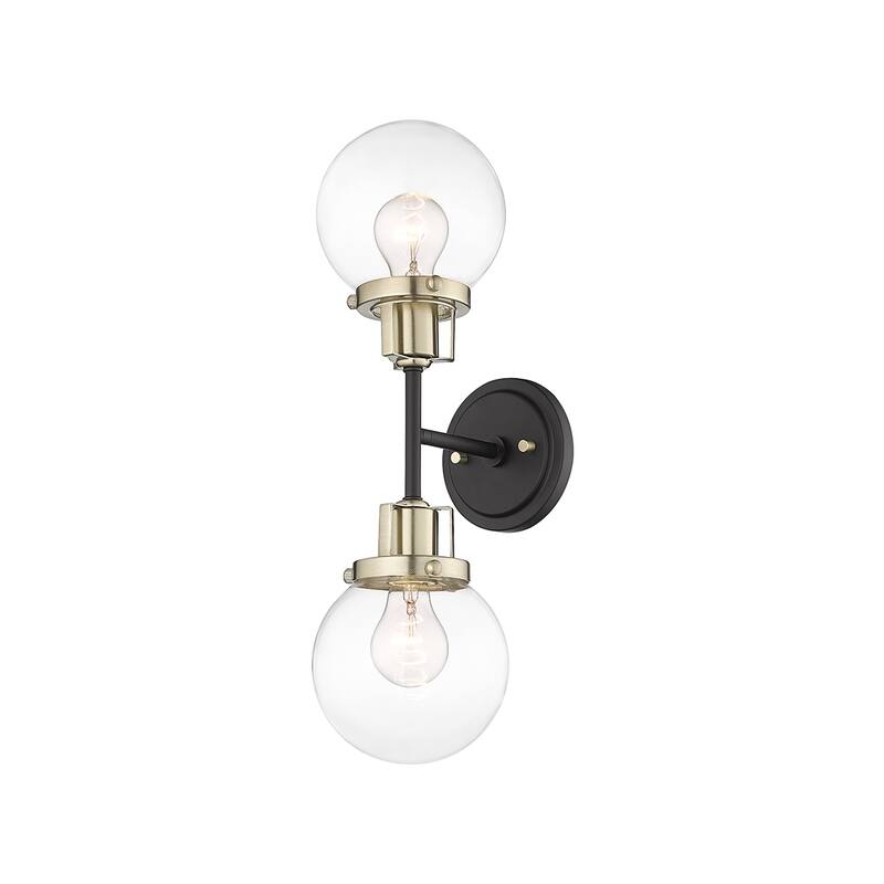 Millennium Lighting Mellrosa 2 Light Sconce in Matte Black Modern Gold with Clear Glass Shades