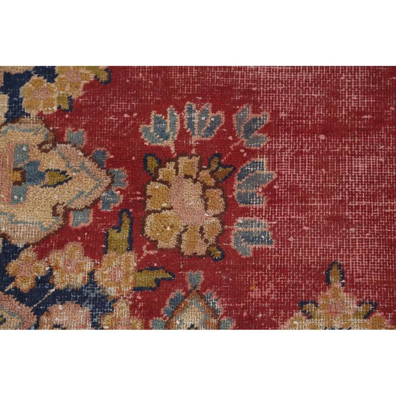 Distressed Pink Kerman Persian Antique Rug Hand-Knotted Wool Carpet - 4'4" x 5'5"
