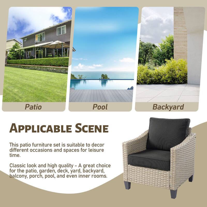 HOOOWOOO 3-piece Outdoor Patio Wicker Chat Set with Firewood Stove