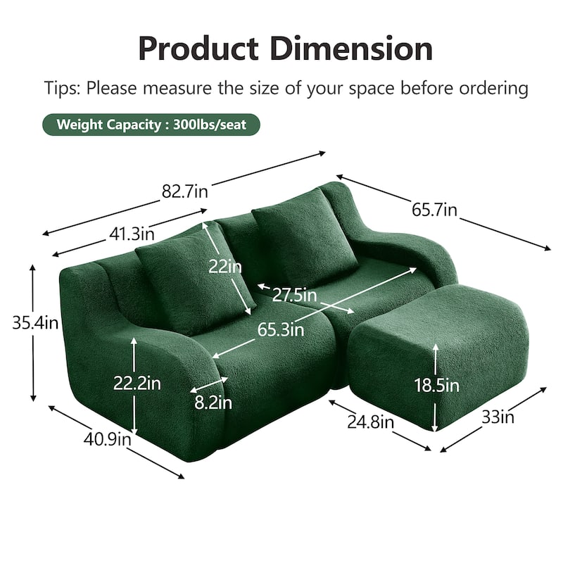 GDF Studio - Fairford L-Shaped 2-Seat Modular Sofa With Curved Armrests & Non-Slip Base