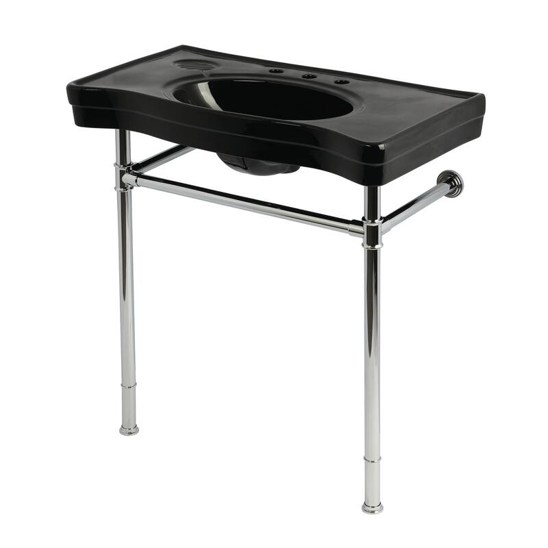 Kingston Brass KVPB36198K Imperial 36" Rectangular Ceramic and - Black / Polished Chrome