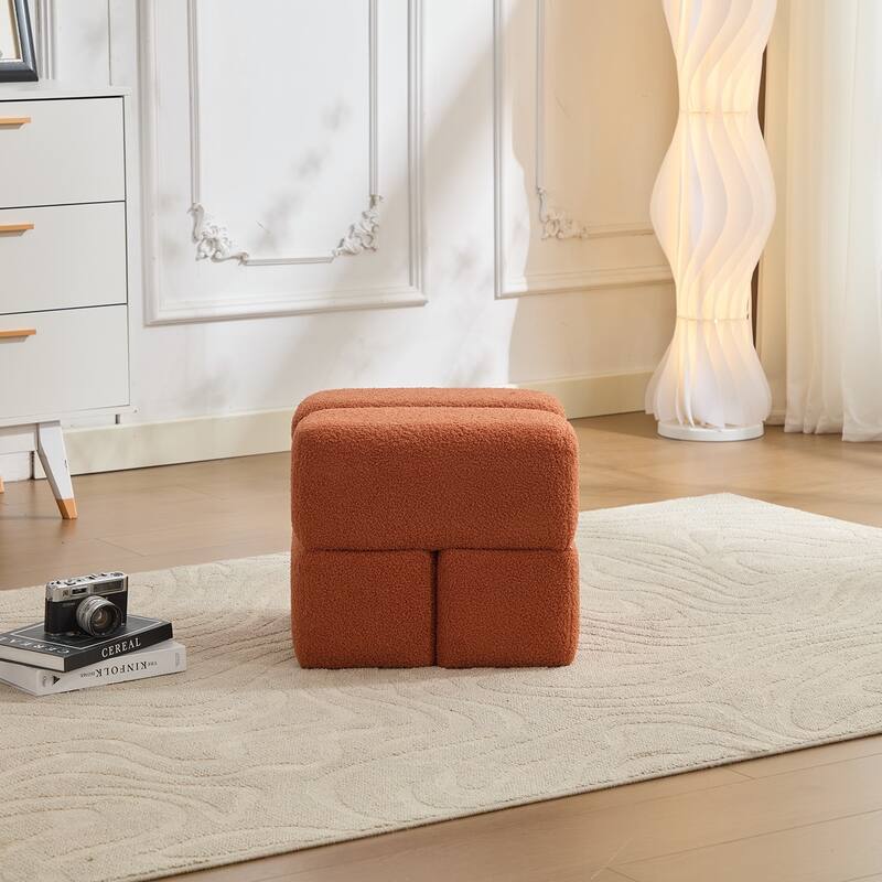 SEYNAR Modern 16.5''Faux Sherpa Square Cube Otttoman