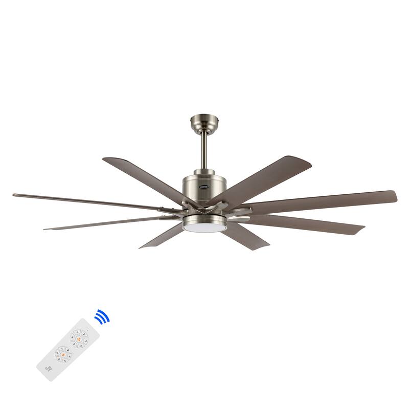 Miranda 66" 1-Light Contemporary Iron Mobile-App/Remote-Controlled 6-Speed Ceiling Fan with Integrated LED Light by JONATHAN Y