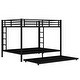 preview thumbnail 7 of 10, Black Metal Queen Over Queen Bunk Bed Frame with Trundle, 2 Side Ladders and Guardrails for Kids Teens