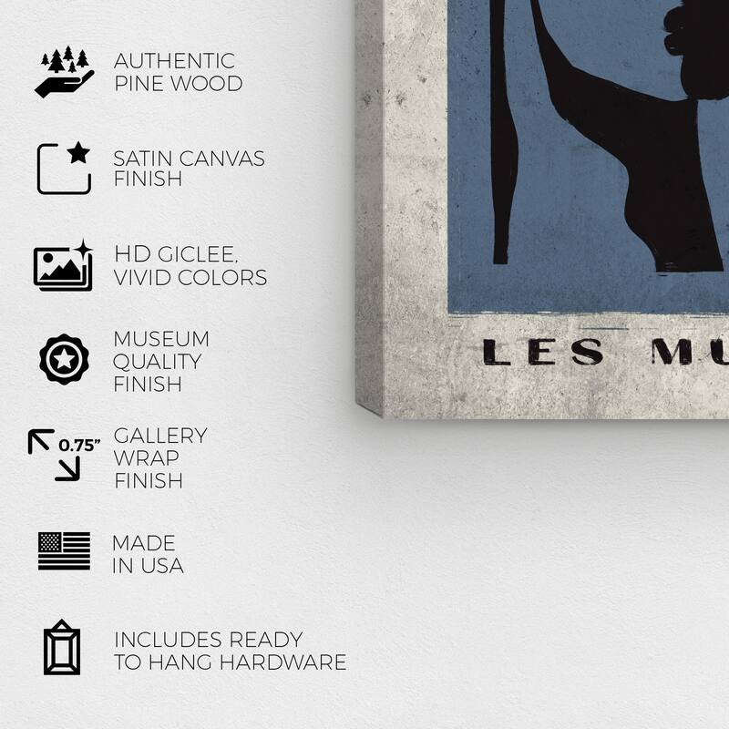 Wynwood Studio Fashion and Glam Les Muses Poster Blue and Modern & Contemporary Wall Art Canvas Print