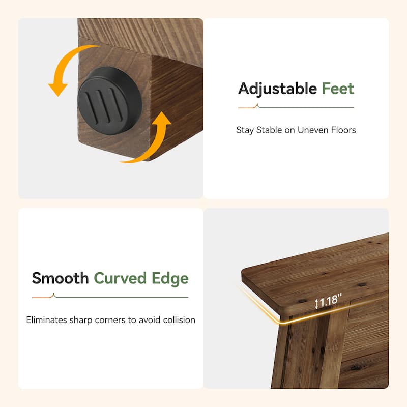 Solid Wood Console Table, Entryway Table with Storage Shelves, Sofa Table for Hallway, Living Room, Foyer, Entrance