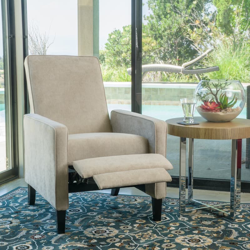 Roomfitters Minimalist Natural Linen Fabric Push Back Chair, Ergonomically Designed for Relaxation and Support, Natural
