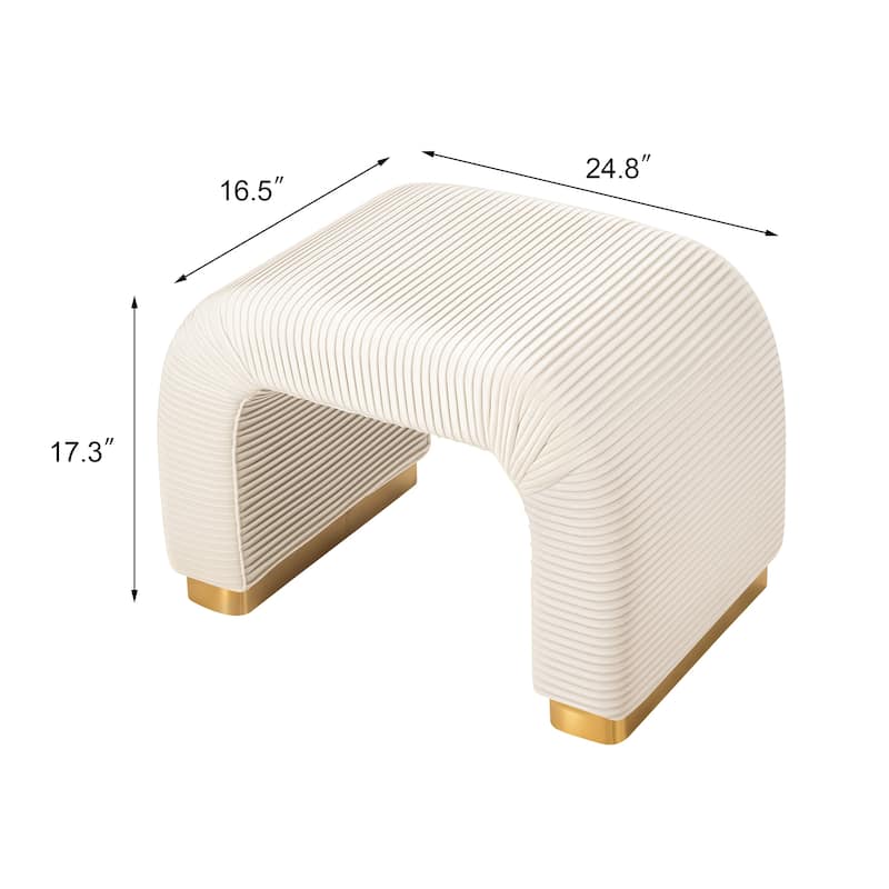 Adeco Arched Ottoman Bench with Pleated Design