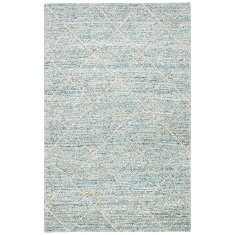SAFAVIEH Handmade Himalaya Fretwork Trellis Wool Rug - 6' Square - Blue
