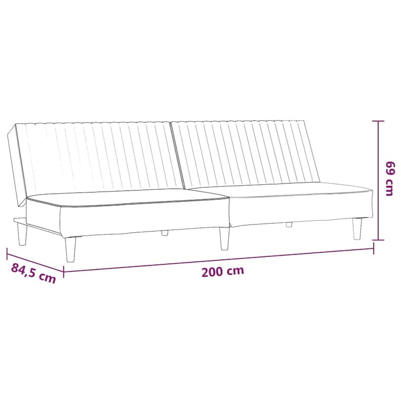 vidaXL 2-Seater Sofa Bed multicolor Velvet - 78.7" x 33.3" x 27.2"