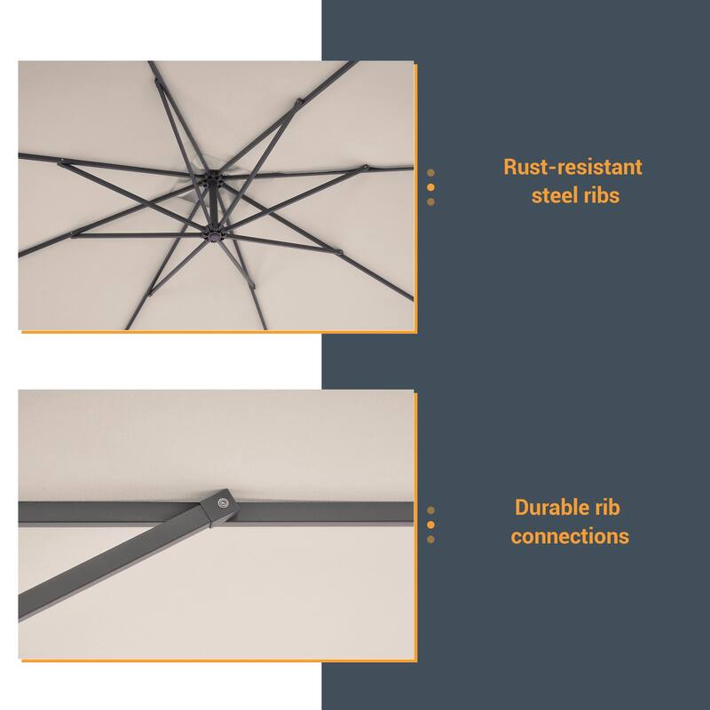 LIVOOSUN 8.2x8.2ft Offset Patio Umbrella Hanging Umbrella w/Steel Ribs