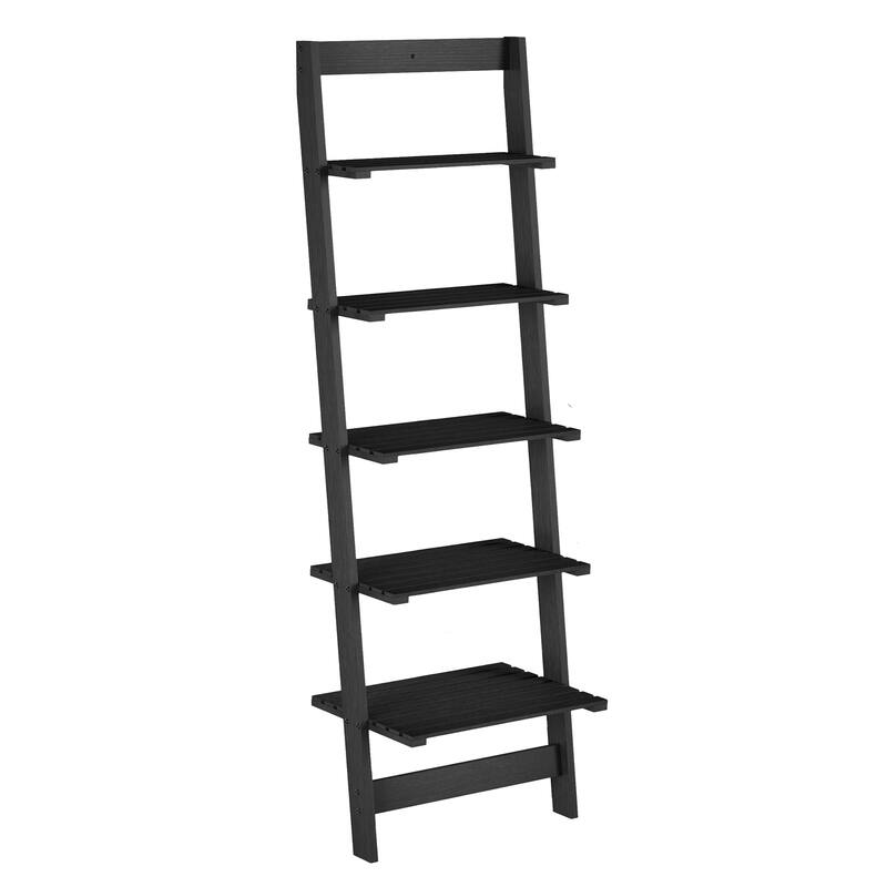 Lavish Home 5-Tier Skinny Ladder Bookshelf, Black