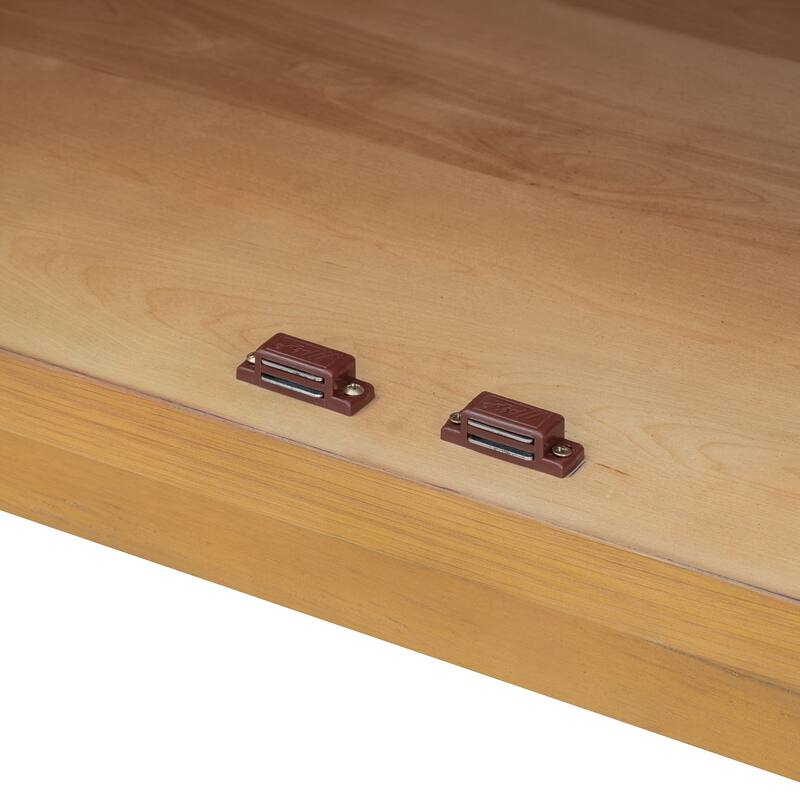 Sideboard with 4 Glass Doors, Floor Standing Wooden Storage Cabinet, Console Table with Metal Handles & Adjustable Shelves