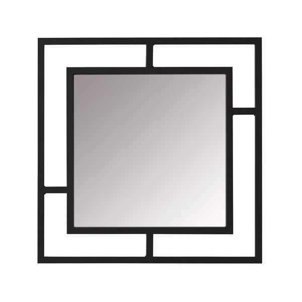 Offex Camber Powder Coated Steel Framed Decorative Square Mirror - Black