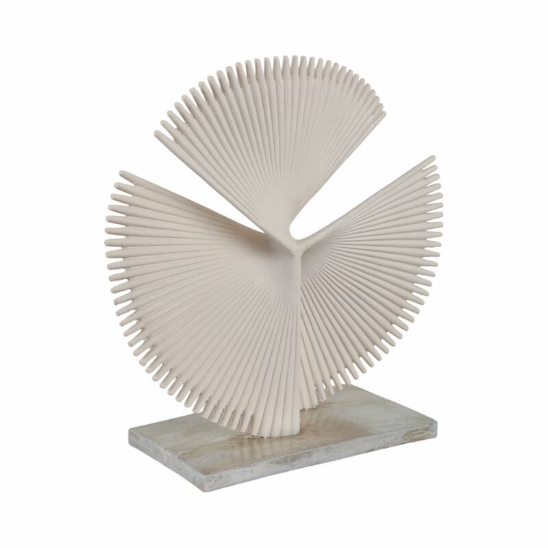 Resin Decorative Object Sculpture Geometric Fan Design - 19" Ivory - 17" x 7" x 19"