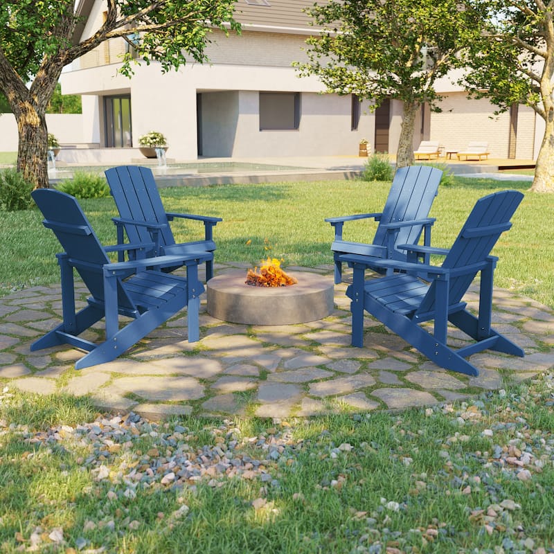 Bonosuki Weather-resistant Wood Outdoor Adirondack Chairs-Set of 4
