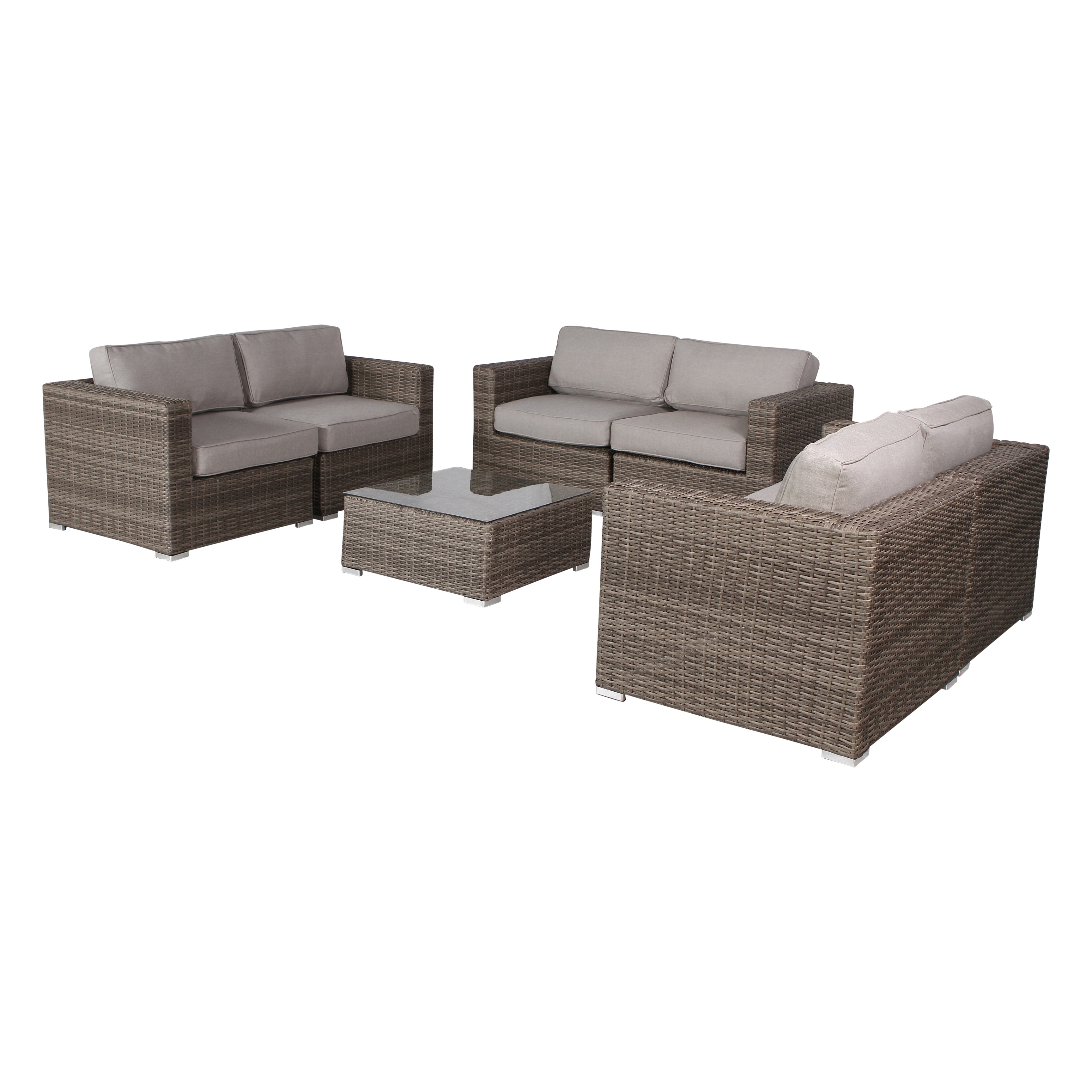 Wicker Rattan 6 Person Seating Group with Cushions On Sale