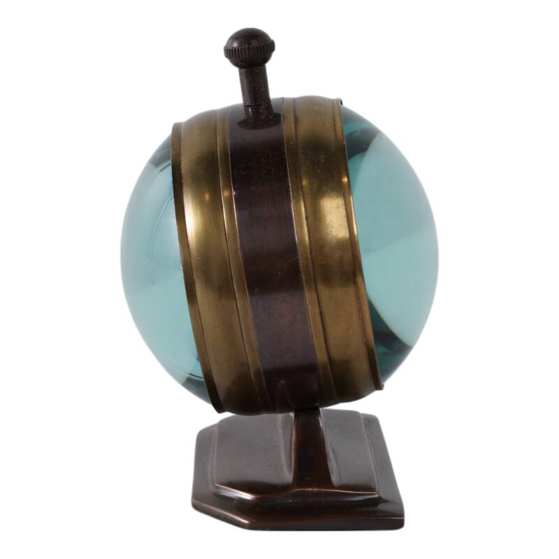 Metal Glass Desk Clock with Glass Lens and Roman Numerals Face on Base - 5" x 5" x 7"
