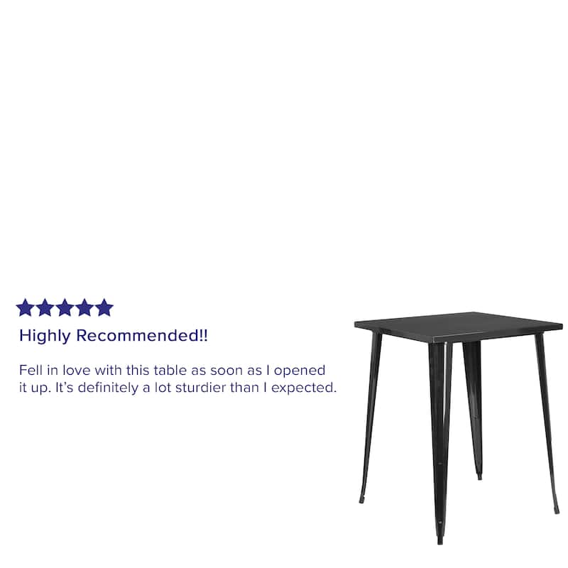 Indoor Outdoor Metal Bar Height Table - Black