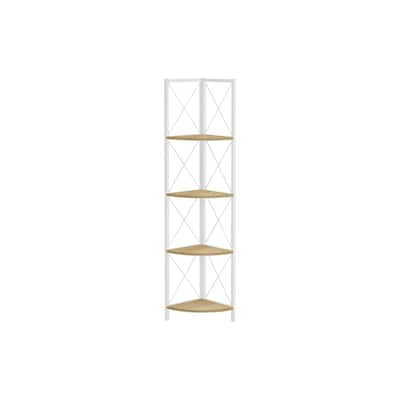 Bookshelf, Bookcase, Etagere, Corner, 4 Tier, 60"h, Office, Bedroom, Laminate, Metal, Contemporary, Modern