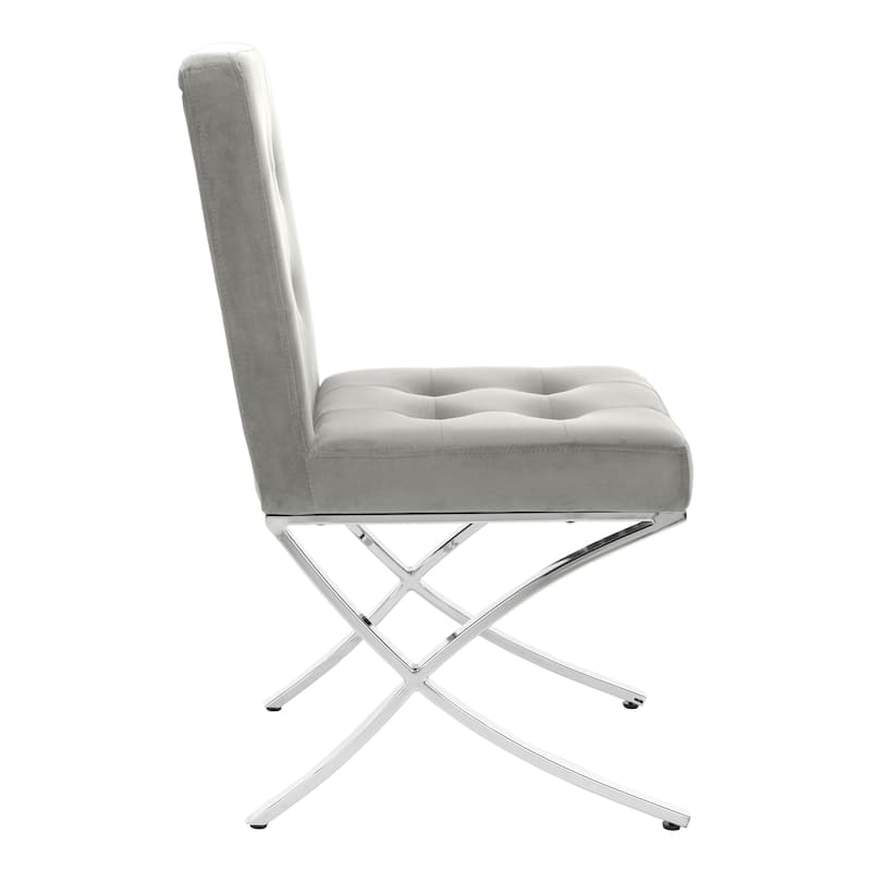 SAFAVIEH Merrilee Glam Black Chrome Tufted Side Chair - 19Wx23Dx35H