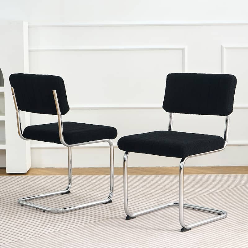Set of 2 Modern Upholstered Dining Chair with Metal Leg