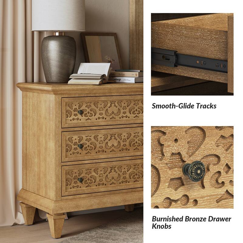 Vittorio Transitional 3 - Drawer End Table with Built-In Outlets by HULALA HOME