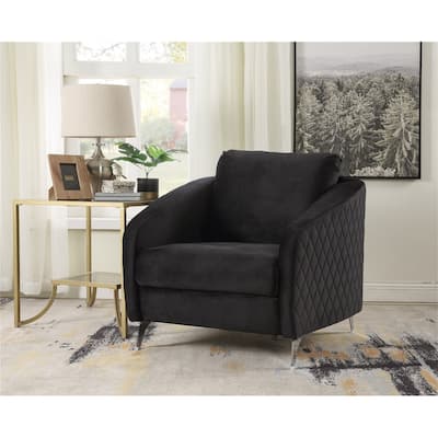 Velvet Modern Chic Accent Armchair in Black